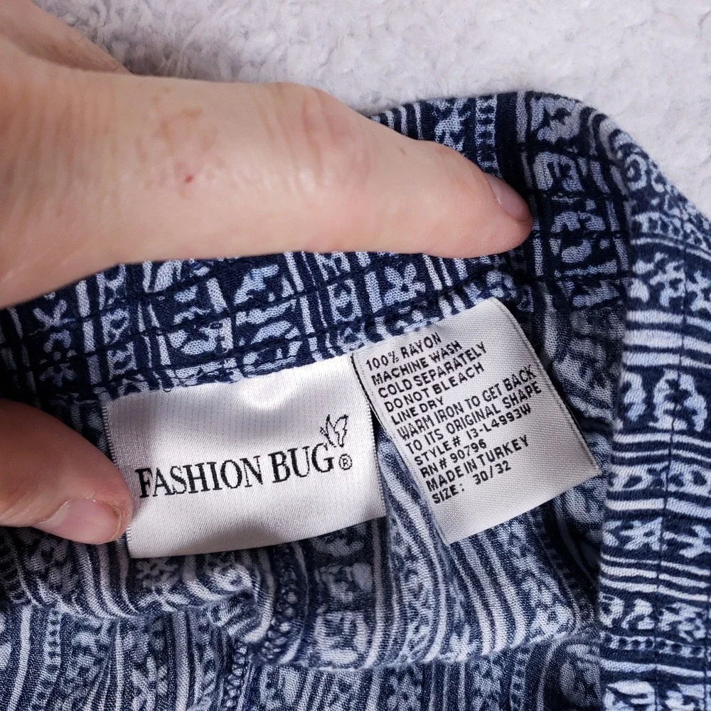 Fashion Bug Patchwork‎ Print Rayon Skirt Size 30/32 Blue Boho Mixed Pattern